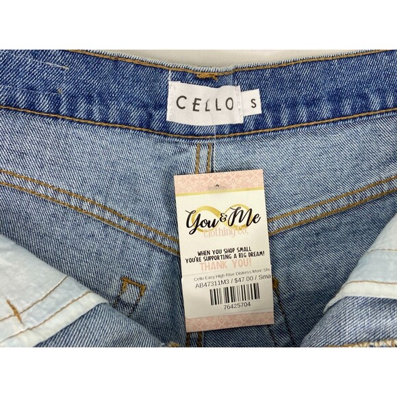 Cello Women Small Denim Shorts Blue High Rise Cutoff Frayed NWT - Picture 5 of 8
